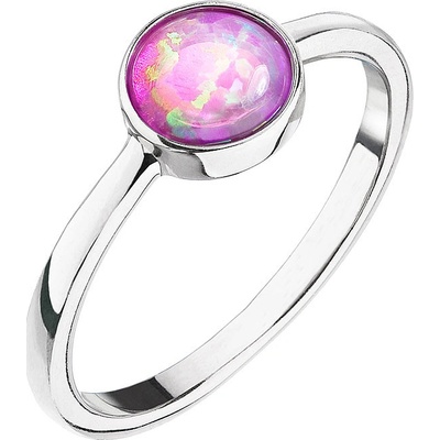 Pavona Stříbrný prsten se syntetickým opálem růžový kulatý 15001.3
