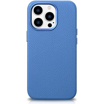 Image 1 of ICARER Кейс от естествена кожа iCarer Litchi Premium за iPhone 14 Pro Max, магнитен, съвместим с MagSafe, Светлосин (WMI14220712-LB) (WMI14220712-LB)