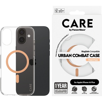 Panzer Гръб CARE by PanzerGlass за iPhone 16 Plus, Flagship Case Urban Combat w. Peachy MagSafe