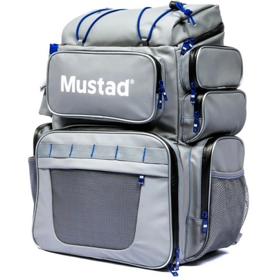 Mustad Game Time Back Pack Tackle Multi Sivá-Modrá Vodotesný Batoh