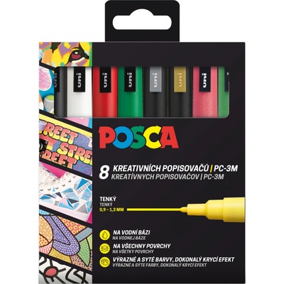 Uni Posca PC-3M sada 8ks vánoční tóny