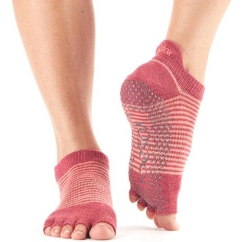 ToeSox LOW RISE bezprstové protiskluzové ponožky POMEGRANATE