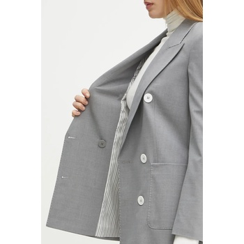 Luisa Spagnoli Сако с вълна Luisa Spagnoli в сиво с двуредно закопчаване с изчистен дизайн 541870 (541870)