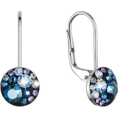 Pavona stříbrné náušnice visací s krystaly Swarovski modré malé 31321.3 blue style