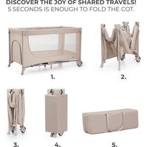 KinderKraft JOY SIMPLE 2 бебешка кошара BEIGE (KLJOY02BEG00000) - xmall