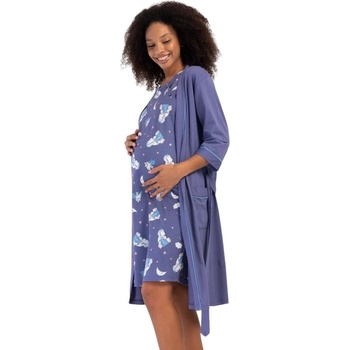 Комплект за кърмачки в синьо-лилаво нощница с халат
