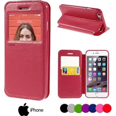 Apple iPhone 6 Plus 5.5 Window Wallet Кожен Калъф + Протектор