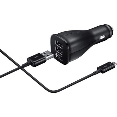 Samsung Fast Dual Car Charger EP-LN920UBEGWW 2.0A - оригинално зарядно с 2хUSB за кола с MicroUSB кабел за Samsung и мобилни телефони (черен) (retail)