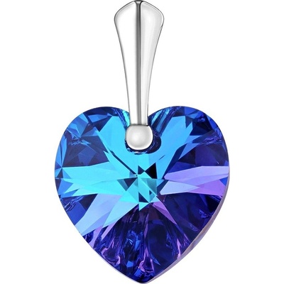 SILVEGO stříbrný přívěsek Srdce 14mm Heliotrope se Swarovski Crystals LSW007P