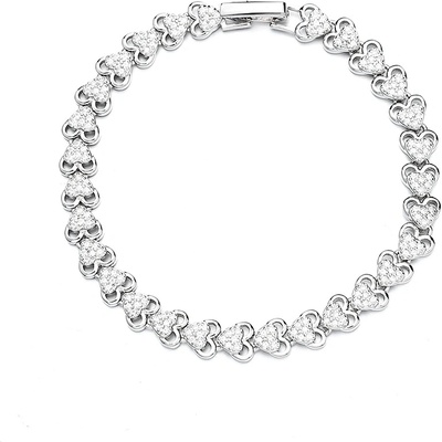 DELIS Гривна от сребро 925, jw1218, модел сърца, родиево покритие (jw1218)