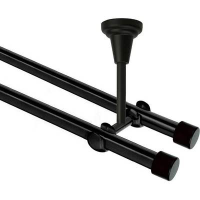OK-GarnýžeCZ Garnýž kovová dvouřadá 19mm Pullo černá 420 cm do stropu / na tunýlek - bez kroužků