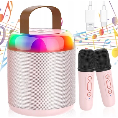 KARAOKE SET LED BLUETOOTH BEZDRÁTOVÝ 2 MIKROFONY + REPRODUKTOR PRO DĚTI