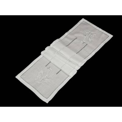 Behúň / obrus textilný vyšívaný 40x160 cm - 1 ks Off White