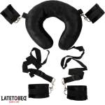 LateToBed BDSM Line Pillow Restraint Set with Cuffs Black