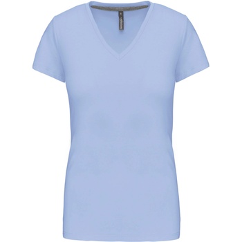 Kariban v-neck k381 / Дамска тениска с къс ръкав - небесно синя m (20k38141002)