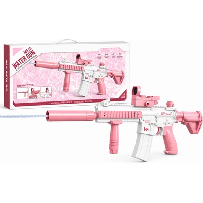 BATTLE Elektrická vodní pistole M416, zabudovaný 370 ml zásobník, růžová CY013