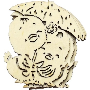 Drevené výrezy- kačičky s dáždnikom 10x7 cm 8 ks