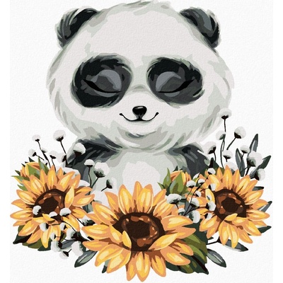 Zuty Malování podle čísel PANDA SE SLUNEČNICEMI