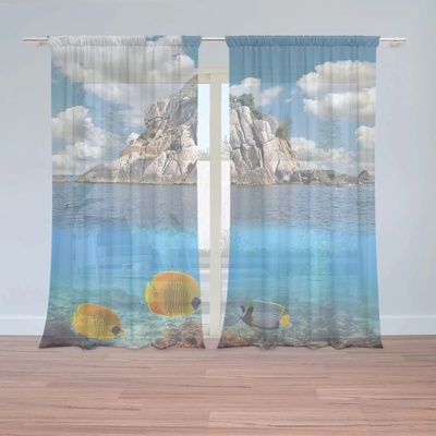Sablio Záclony Skala v mori: 2ks 150x250cm