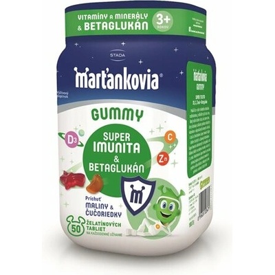 Stada Marťankovia GUMMY Super Imunita & Betaglukán malina a čučoriedka 50 želatínových tabliet