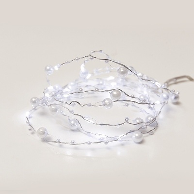 ACA Lighting LED dekorační girlanda perly 20 LED studená bílá barva 2x baterie AA 200 cm IP20