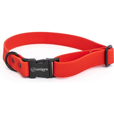 Anipro Hexagon - Регулируем нашийник за кучета, водоустойчива лента хексагон 25мм/35-55см червен с черна тока
