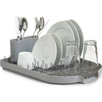Zeller Dish Drain Rack, metal chromed/grey plastic šedá