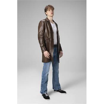 Jacket Club Мъжки шлифер от естествена кожа e2031 - Камел #358861 (358861_Тъмно кафяв)