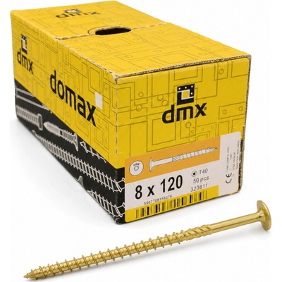 Konštrukčný vrut do dreva 8 × 120 mm, tanierová hlava TX40 – Domax CT
