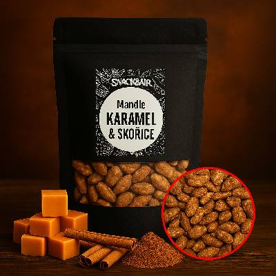SnackAir Pražené Mandle Karamelovo skořicové 150 g