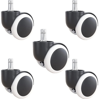 Malatec Náhradní Kolečka pro Kancelářské Židle - 5 ks, Černá, Polyuretan, Průměr 5 cm