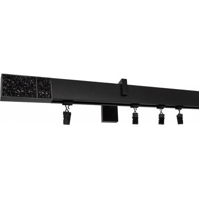 Kovovégarnýže Garnýže Square line modern crystal dark černá matná Jednořadá, 0-100cm, jezdec+šnekový háček
