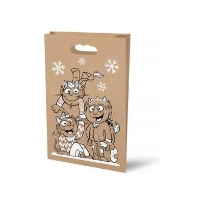 Taška mikulášská papírová, přírodní hnědá Čerti 26 x 41 cm – Zboží Dáma