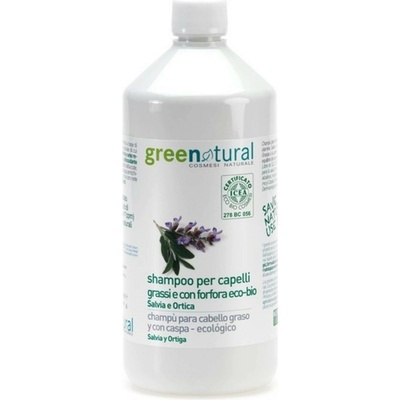 Greenatural Šampon pro mastné vlasy proti lupům šalvěj a kopřiva BIO 1 l