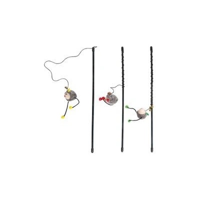 Flamingo hračka pro kočku mávátko 47 cm s myškou šedou