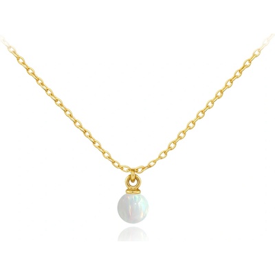 Minet Elegantní zlatý náhrdelník s bílým opálem JMG0302WGN46