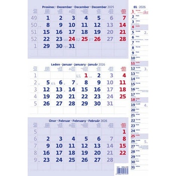 Tříměsíční modrý s poznámkami nástěnný Helma 2026