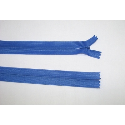 Zips krytý 3mm modrá nedeliteľný 50cm dederon