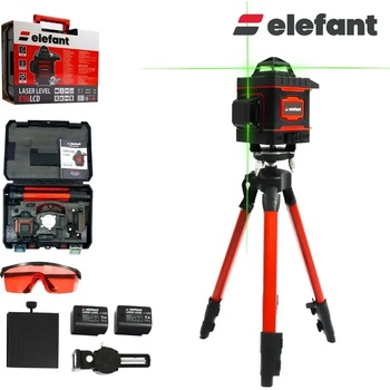 ELEFANT E16-LCD Лазерен нивелир с LCD дисплей и тринога, 16 линии ±2 mm/5m, 40 m, Време за нивелиране ≤ 5s (E16-LCD)