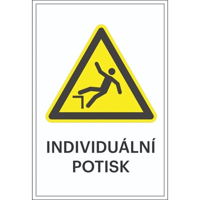 Varovné značení, riziko pádu, s možností individuálního textu – plast, 200×300 mm