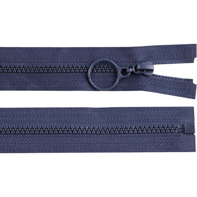 Kostěný zip No 3 délka 40 cm s kroužkem modrá tmavá 1 ks