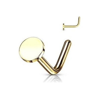 Šperky4U zahnutý piercing do nosu placka N0149-GD