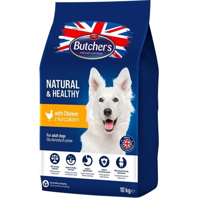 Butcher's BUTCHER'S Natural&Healthy Храна за кучета, суха, с пилешко, 10 kg