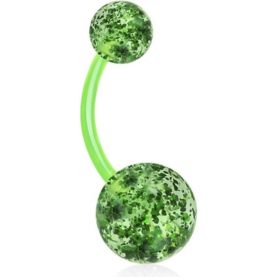 Šperky4U piercing do pupíku banánek se třpytkami BA01049-G