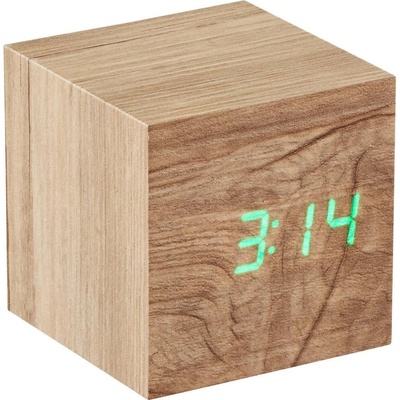 Gingko Design GINGKO Часовник с термометър CUBE - дърво от ясен със зелени цифри (Gingko-GK08G12)