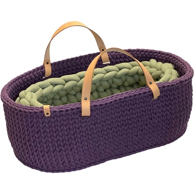MMboutique Háčkovaný Mojžíšův koš s vystýlkou 83x45x30 cm