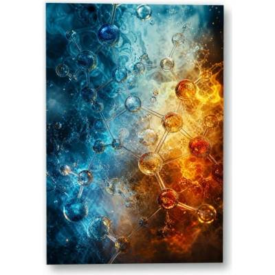 Plakát – Molekulární síť v modré a oranžové 90 × 135 cm Bez rámu Ne Bez rámu
