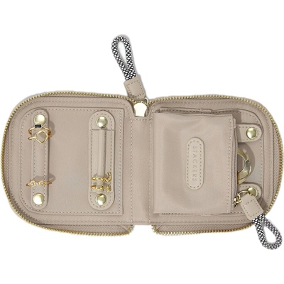 Stackers Пътна кутия за бижута с място за пръстени Stackers найлон малка бежово-сивa (76373)