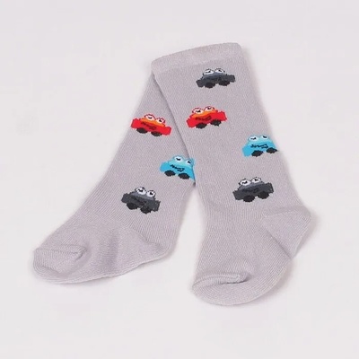 Сиви бебешки 3/4 чорапи с колички