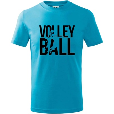 Volleyball nápis tričko detské svetlý tyrkys